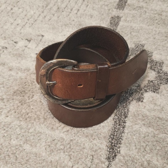 unbranded Other - Vintage Brown Leather Belt Silver-toned buckle